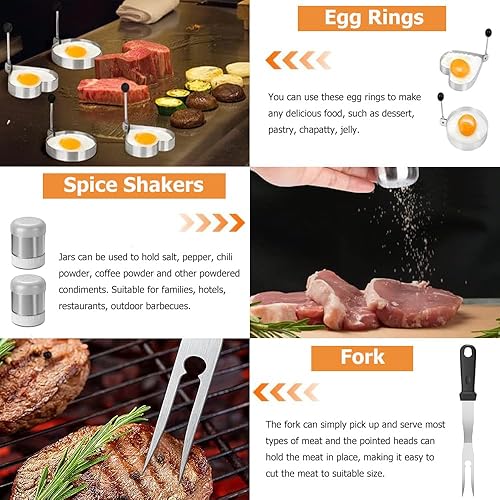 Miniatura 5 de Kit de accesorios para parrilla, juego de accesorios para parrilla de parte superior plana para Blackstone y Camp Chef, juego de espátula de