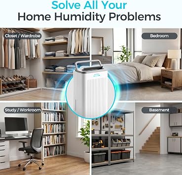 1500 Sq.Ft Dehumidifier, Max 32 Pint Quiet Dehumidifier for Bedroom with HEPA Filter Air Purifiers, Dehumidifiers for Basement with Drain Hose,Home,Bathroom,Auto Defrost,Smart Humidity Control