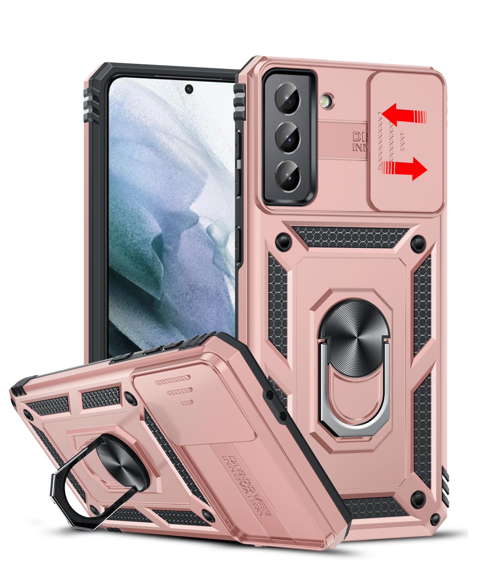 LeYi for Samsung-S21 Case, Galaxy S21 5G Case with Slide Camera Cover TC Rose Gold S21 5G 6.2inch