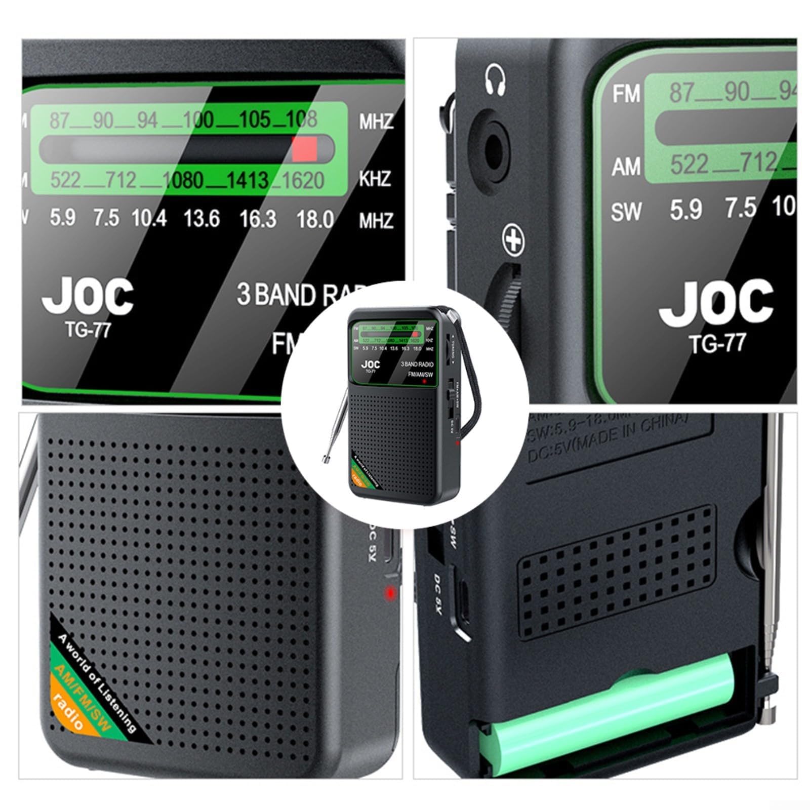 Radio portatile ricaricabile con altoparlante FM/AM(MW)/SW/USB/Micro-SD/MP3. Radio a batterie con grandi pulsanti e ampio schermo. | Leroy Merlin