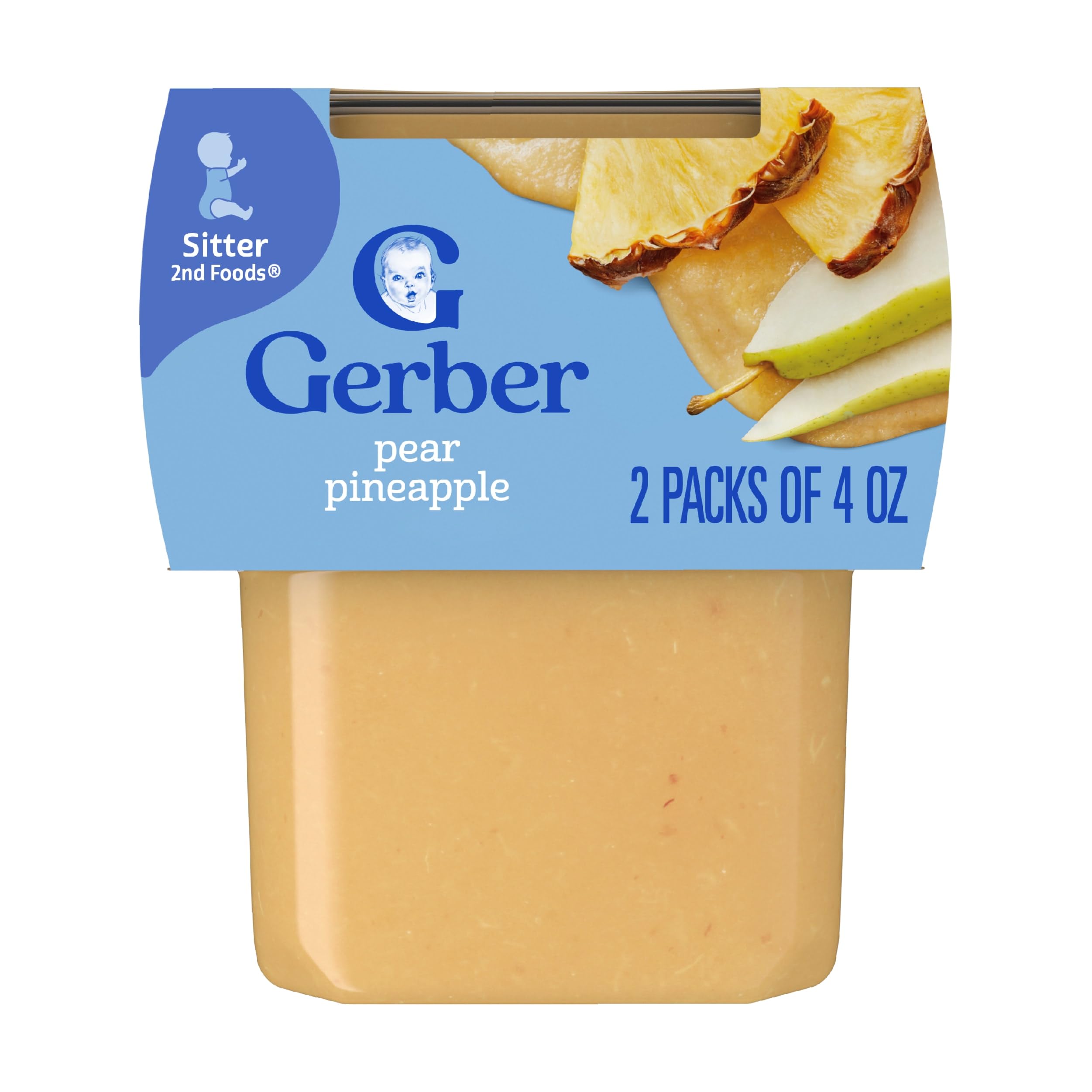 Gerber Stage 2 Baby Food, Pear Pineapple Puree Tub, Baby Puree, 16PK
