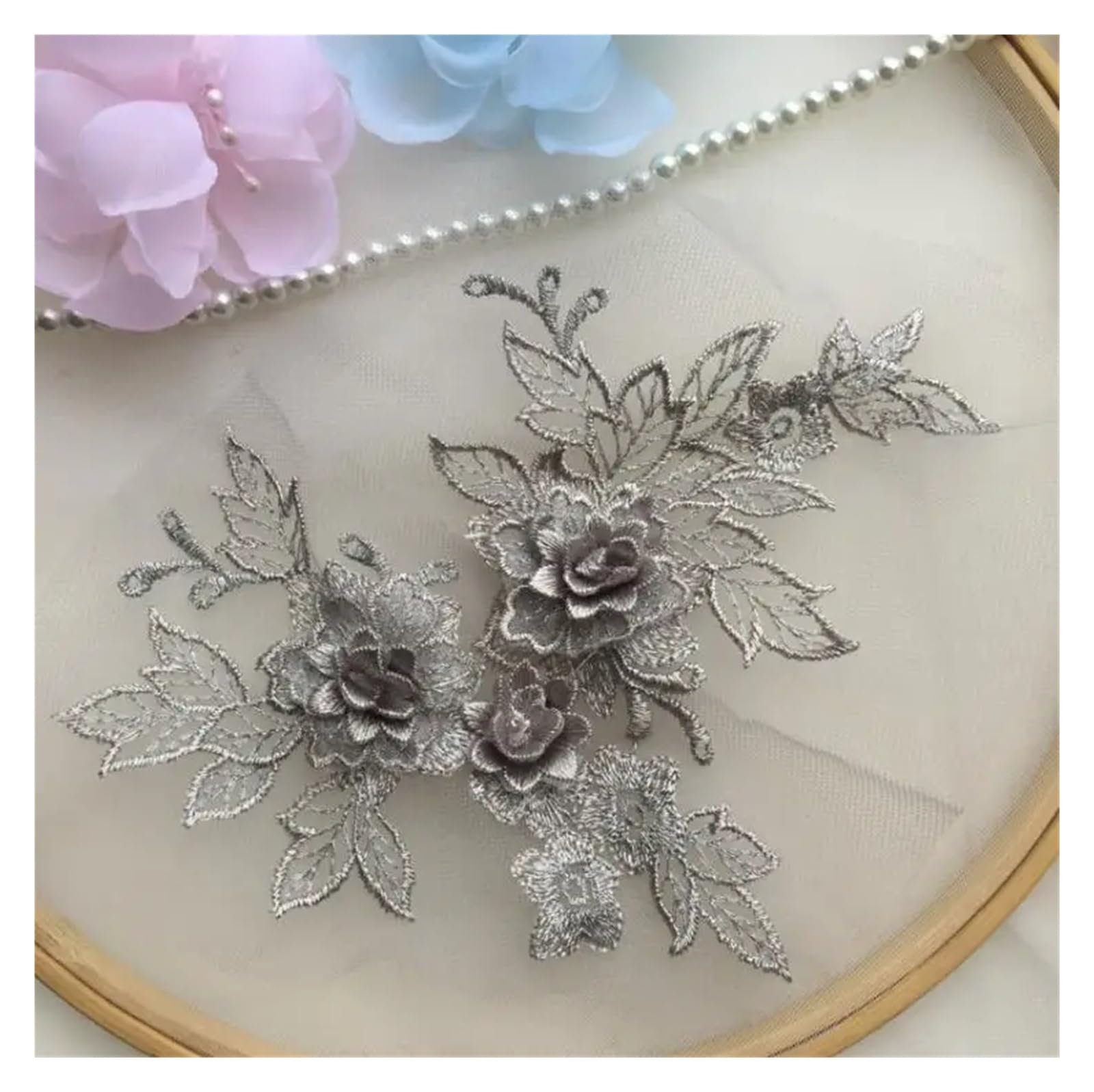 Applique de dentelle 3D patch fleur fait main reparation vetement