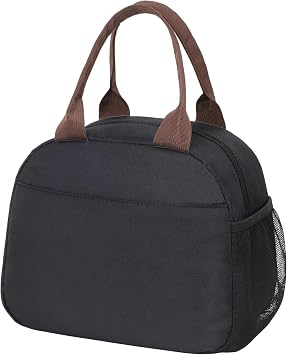 Bagseri Lunch Bag Women - Insulated Lunch Tote, Side Pockets, Black | Leak-Resistant Work Lunch Tote, Two Side Pockets, Thermal Liner, Easy Clean, Daily Use & Picnic, Clear Phone Pocket