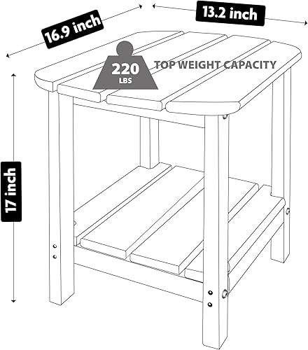 Miniatura 3 de LZRS Mesa auxiliar cuadrada doble Adirondack para exteriores, mesas auxiliares de madera de polietileno para patio, patio, piscina, compañero