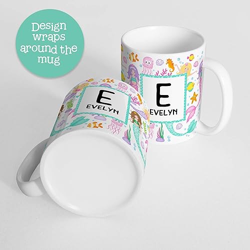 Miniatura 3 de Personalized Mermaid Kids Mug with Name and Initial, Lightweight Polymer