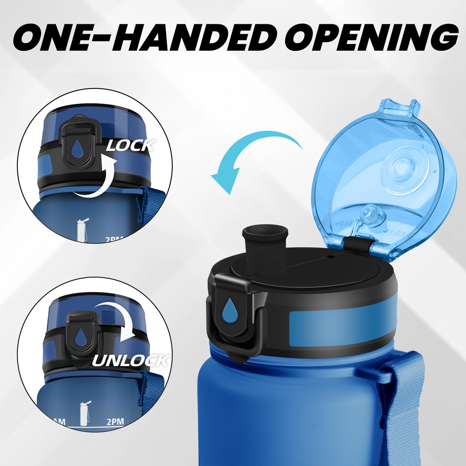 Grsta Borraccia 1 litro, Borraccia Palestra, Boraccia Senza Perdite, Facile da Pulire, Boraccia Motivazionale, Bottiglia Con Orari Per Bere, Facile da Trasportare, per Fitness, Scuola, Viaggio