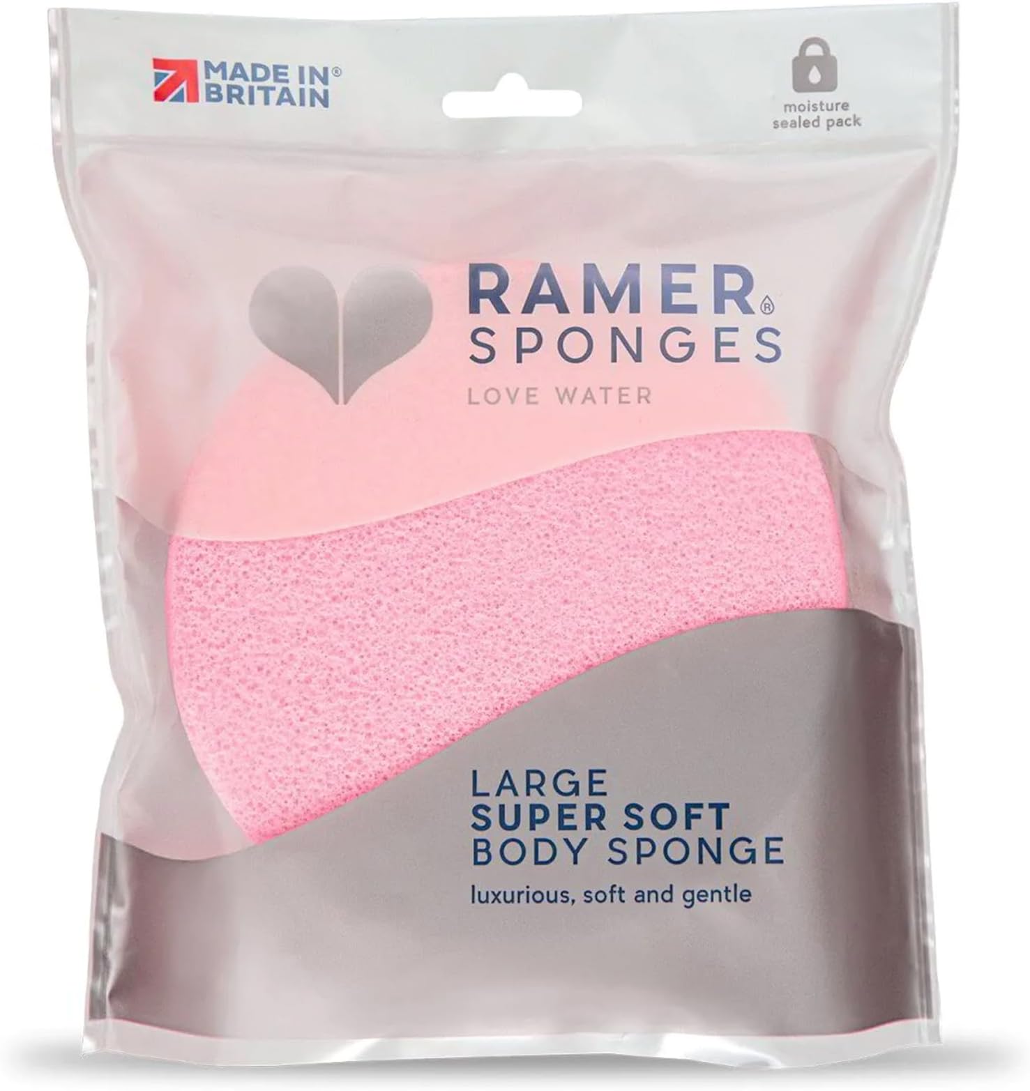 Ramer Bath Sponge - Super Soft Body Large (Strawberry Pink)