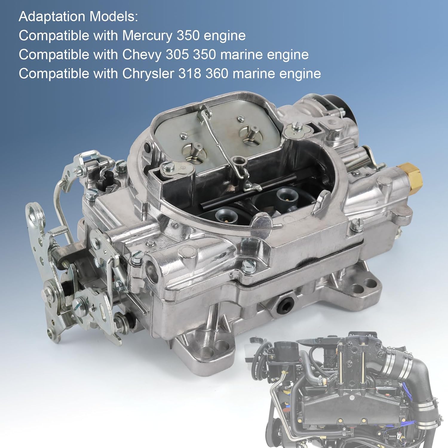Carburetor For 1409 Performer Series Marine 600 CFM 4 Barrel Square Bore with Air Valve Secondary Electric Choke Compatible with Marine Mercury Chevy Chrysler Engine