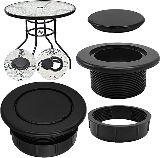 UpinFun Patio Table Umbrella Hole Ring Plug Cap Set for Outdoor Parasol Table Hole Cover Insert Pole Replacement Stabilizer Parts Black