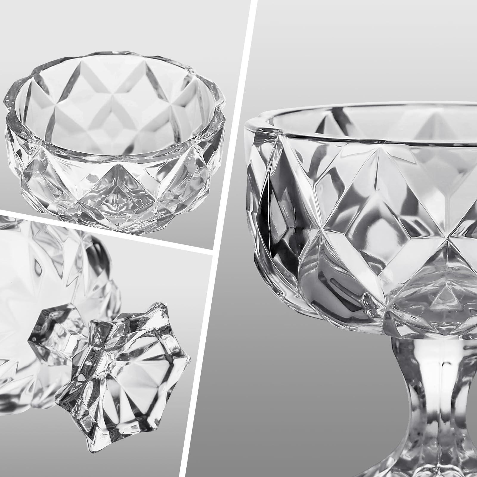 Hioph Set of 6 Stemmed Glass Bowls for Prawn Cocktail Appetizers, Trifle, Sundae, Fruit, Ice Cream, Pudding, Small Snacks - Image 4