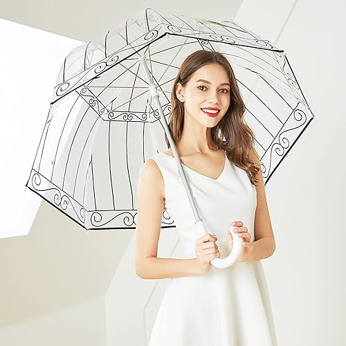 Miniatura 5 de Paraguas de burbujas para mujeres y niñas, toldo transparente transparente, paraguas grande transparente para lluvia,