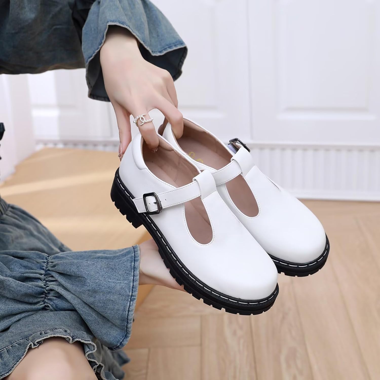 Mary Jane T-Strap Oxford Shoes for Women, Round Toe Flat Comfort Footwear, Adjustable Ankle Strap, Retro Low Top Shoes for Office, School, Daily Walking & Weekend Outings - Image 7