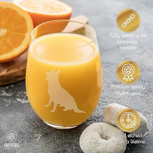 Miniatura 3 de Copas de vino sin tallo (juego de 2) de perros de raza  Regalos para amantes de perros  Silueta de 2 caras grabada a mano con nombre de la raza en