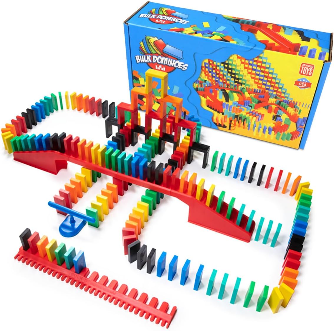 Bulk Dominoes 206pcs pro-Scale, Premium Stacking & toppling Domino Set. Chain Reaction STEAM Building Toy Set