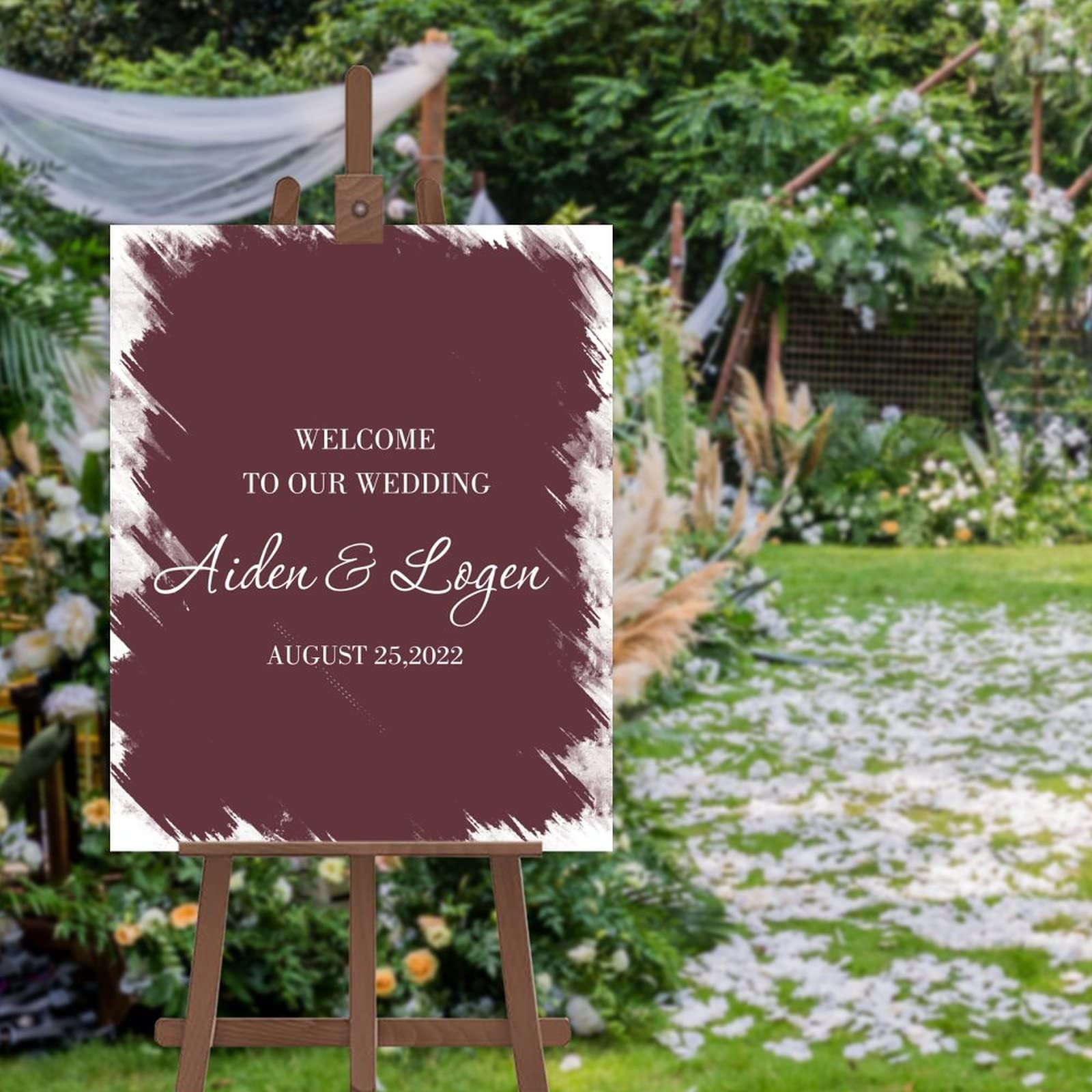 Panneau de bienvenue de mariage champêtre pour décoration d'accueil extérieure