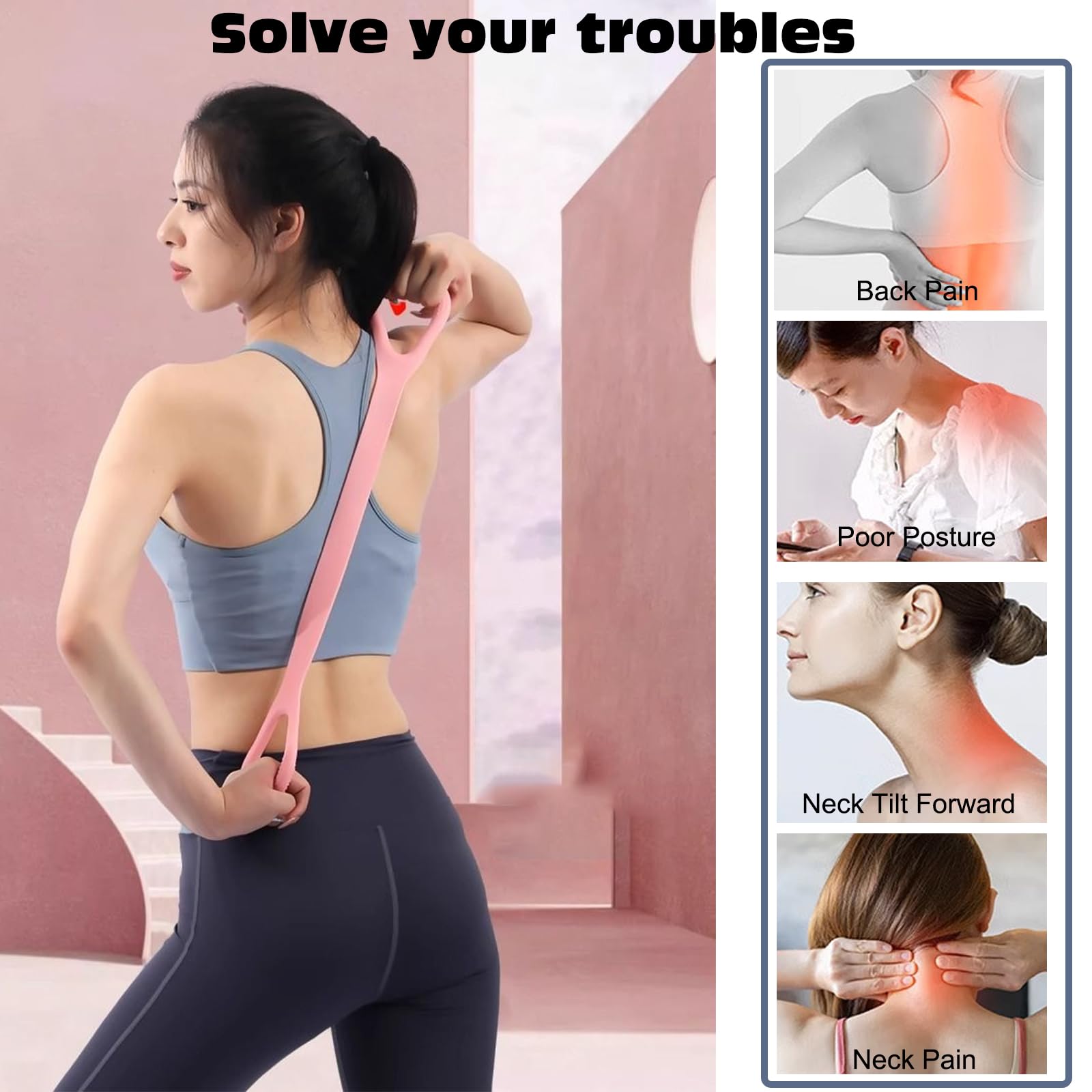 KASESSS 2 Pcs Resistance Band Women, Figure 8 Resistance Bands Set, Arm Back Shoulder Pilates Band - Image 4
