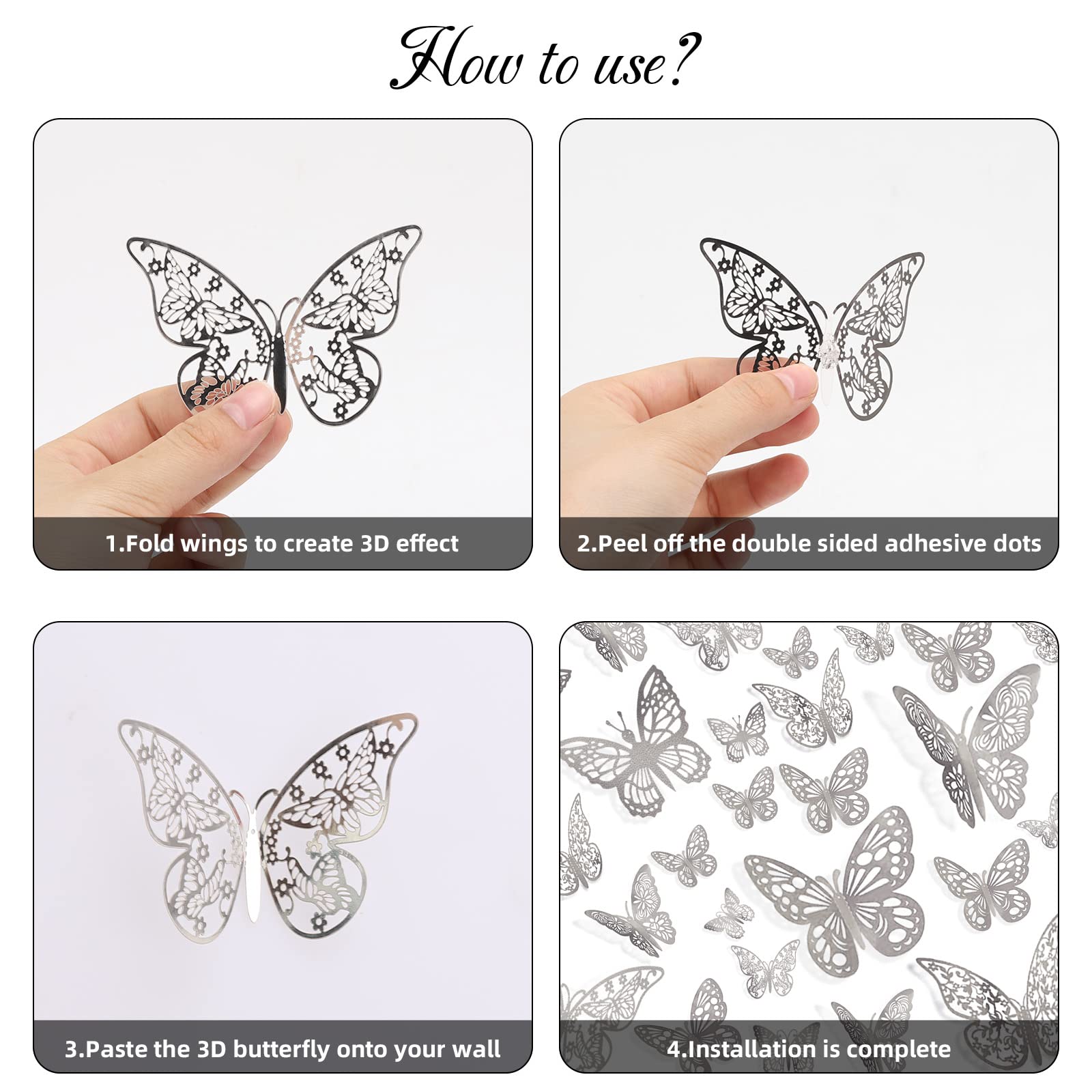 Amazon.com: 144 Pcs 3D Butterfly Wall Stickers Decor 6 Styles 3