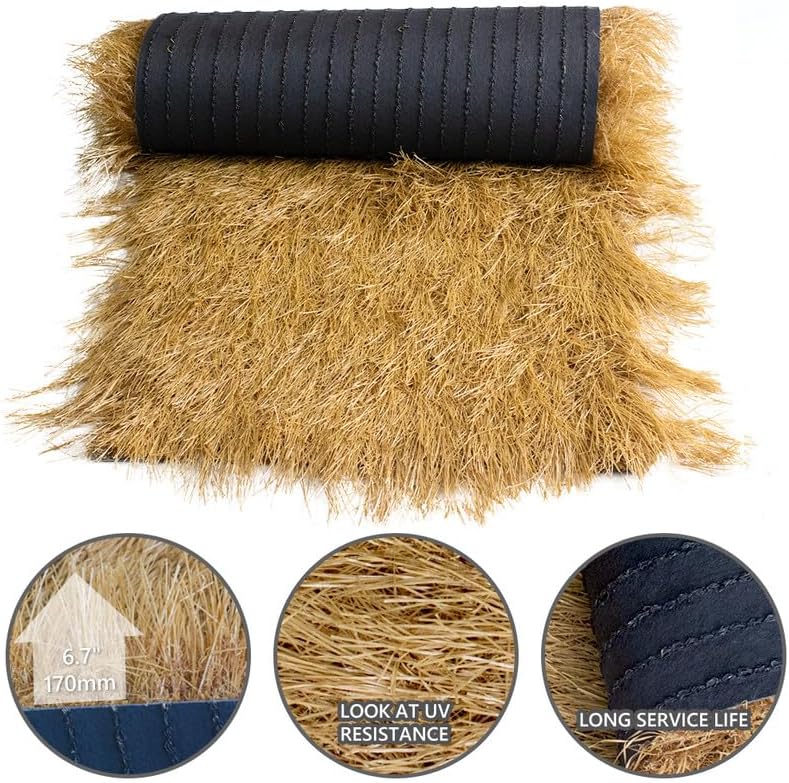 Petgrow Artificial Thatch Grass Roof,Custom Size Mexican Straw Umbrella Cove rs,UV Resistant & Fire Retardant,Palapa Fake Grass for Nativity Scene Outdoor Tiki Bar Garden Fence Patio Christmas