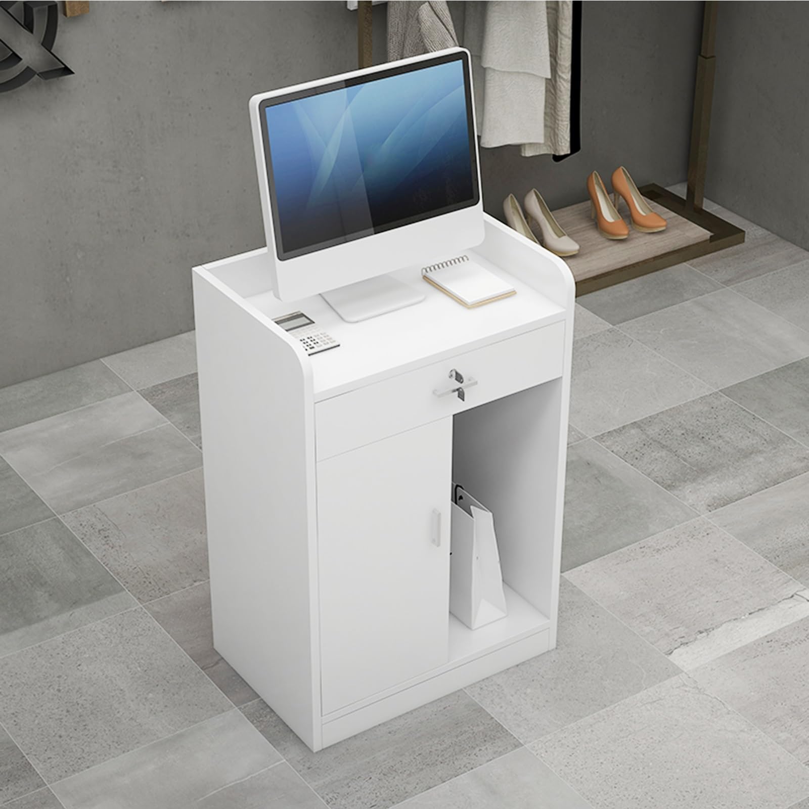 Table de réception moderne blanche compacte pour en finir avec les entrées encombrées