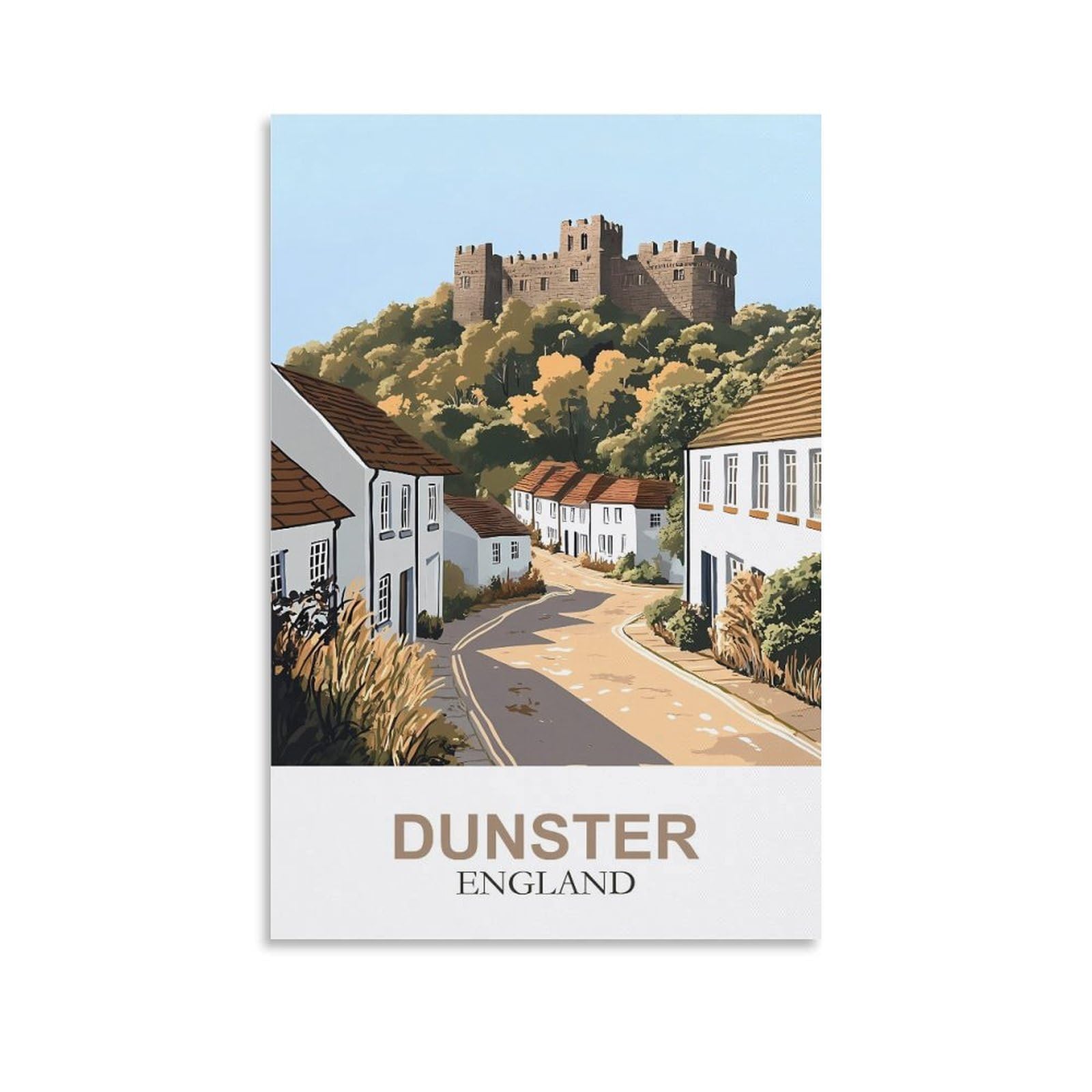 YMQWJYLW Dunster England Vintage Travel Poster 20x30inch(50x75cm) Canvas Printing Home Decor Wall Art Prints