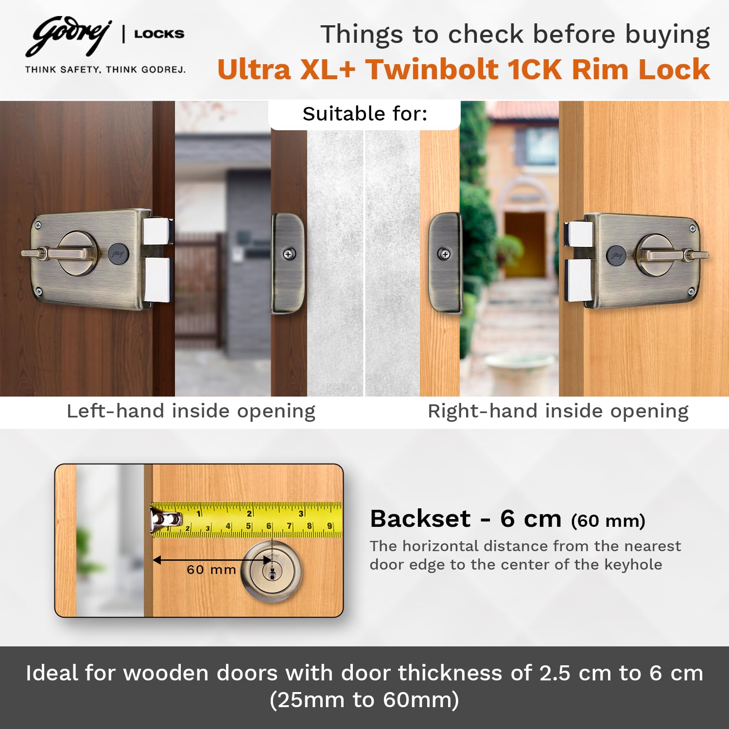 Godrej Ultra XL+ Deadbolt - Antique Brass Security Lock -5 Godrej Ultra XL+ Deadbolt - Antique Brass Security Lock -5