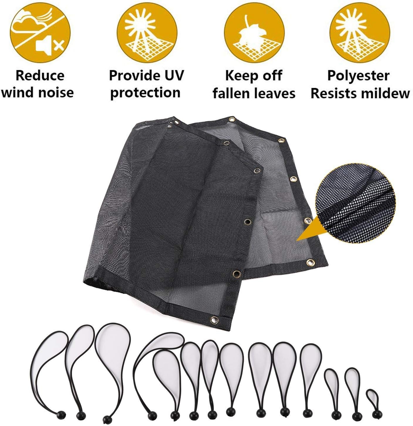 JeCar for TJ Black Mesh Sunshade Bikini Top Sun Shade Cover UV Sun Visor for 1997-2006 Jeep Wrangler TJ Accessories