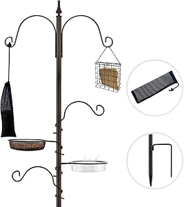 ERYTLLY Bird Feeding Station Kit Bird Feeder Poles,Premium Multi Feeder Hanging Kit with Suet Cage and Bird Bath Bird Food Finch Sock for Attracting Wild Birds and Plants,Baskets,Lanterns,Wind Chimes
