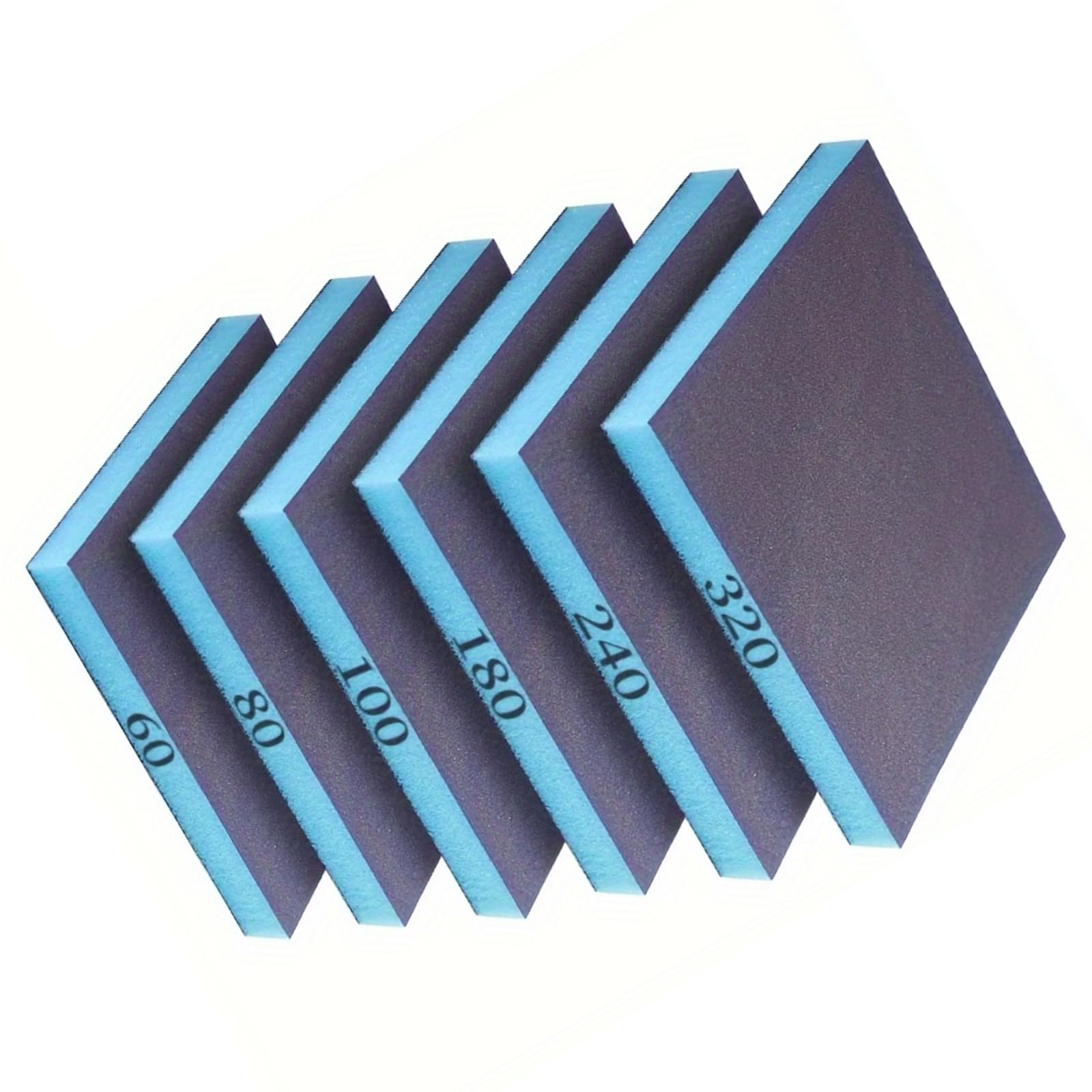 6Pcs 60-320# Grit Sanding Sponge Sanding Blocks Washable Wet Dry Sandpaper for Wood Metal Furniture Car Detailing