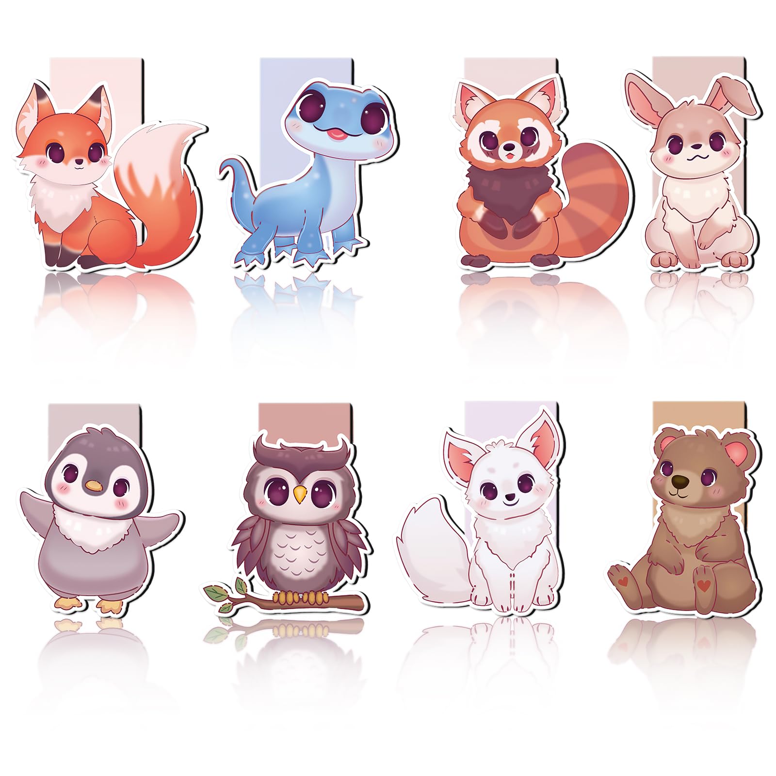 JSRQT 8 Piezas Marcadores Magnéticos Animales Marcadores de Libros Puntos de Libro Detalles Cumpleaños Infantiles Marcapaginas Libro para Suministros Lectura Bookmark para Estudiantes Oficina Lindo