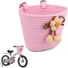 Knitting Colorful Kids Bicycle Basket, Handlebars Mount Bike Basket for Boys and Girls, Easy Install Front Bike Basket for Childrens Bicycle, Tricycle
