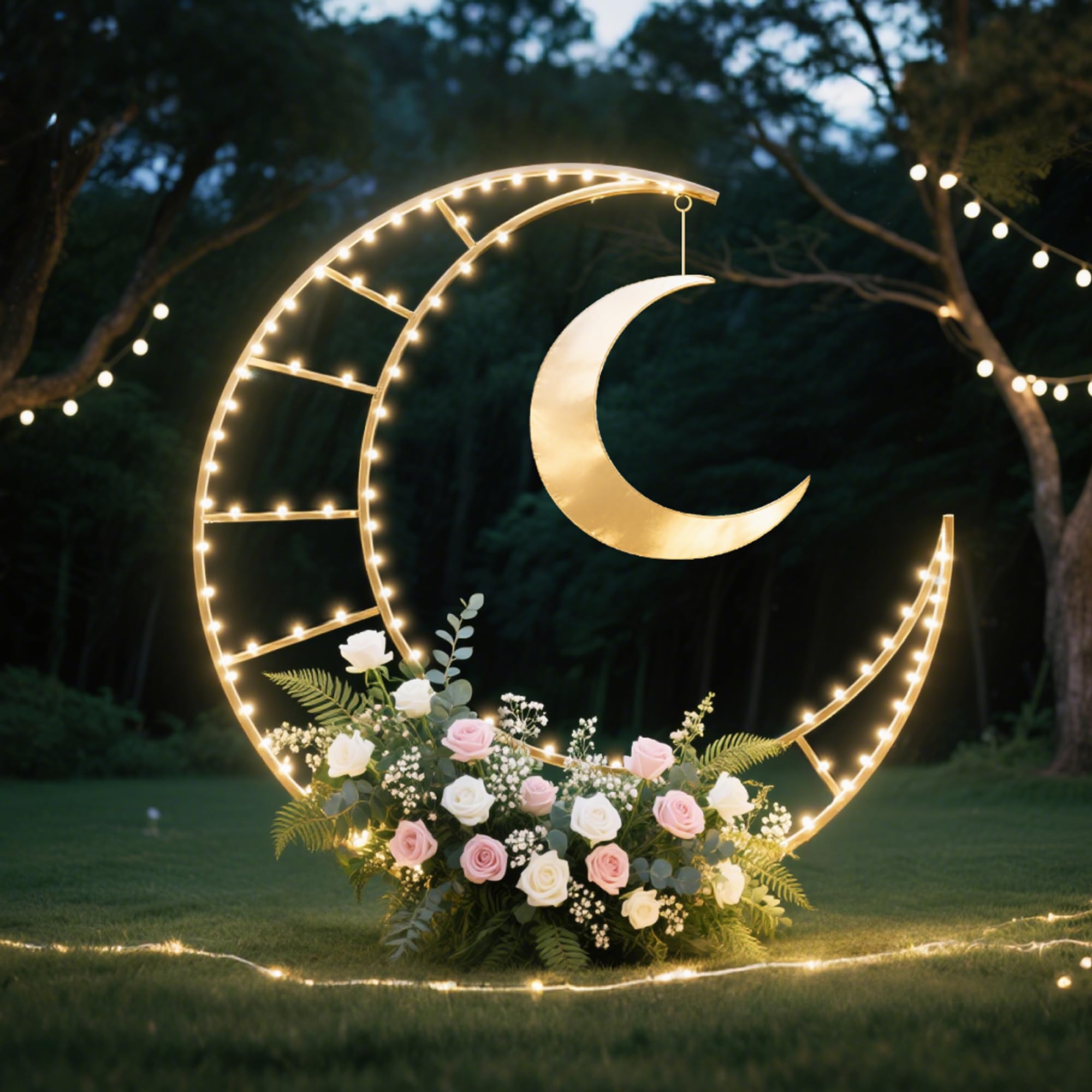 Amazon.com: 7.2FT Metal Crescent Moon Floral Curved Frame Party
