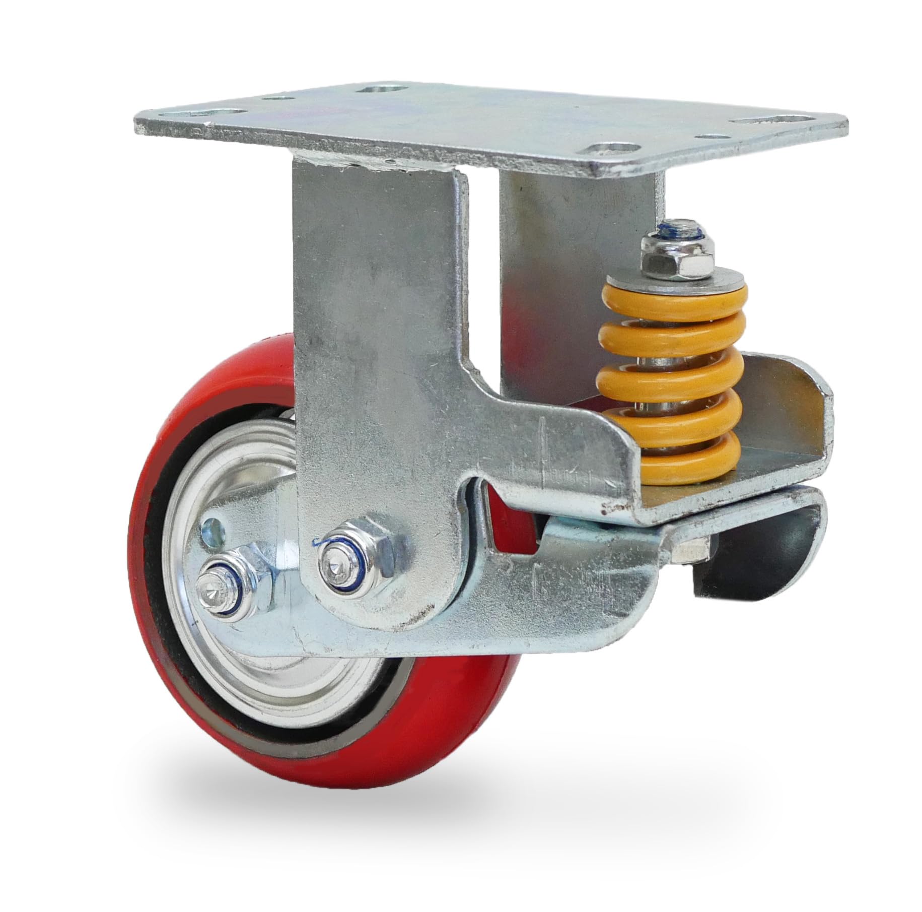 Heavy Duty Shock Absorbing Caster Wheel Spring-Loaded Caster Industrial Grade Polyurethane, Wear Resistant 5