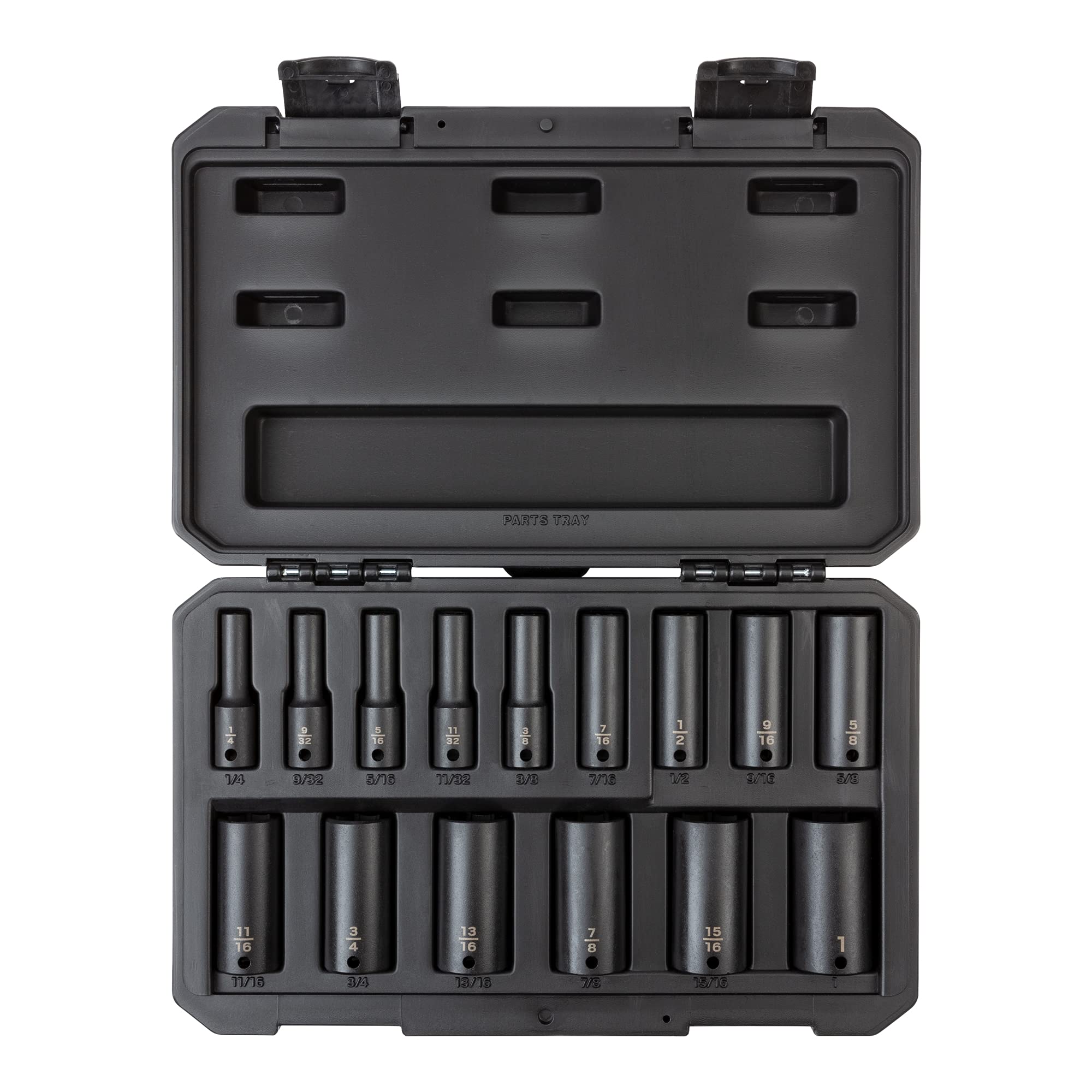 TEKTON 3/8 Inch Drive Deep 6-Point Impact Socket Set, 15-Piece (1/4-1 in.) - Case | SID91301