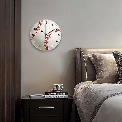 Miniatura 3 de Relojes de pared a pilas de 12 pulgadas, béisbol, decoración silenciosa del hogar para baño, sala de estar, dormitorio