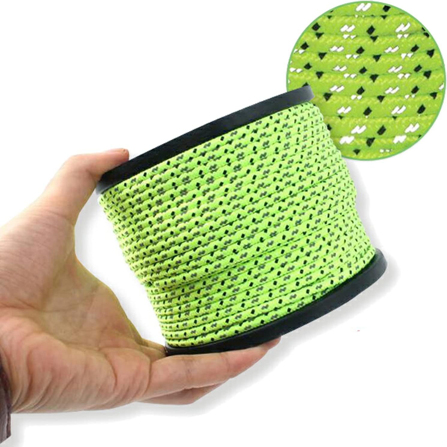 Gennkigo テントロープ 5mm 反射 ガイロープ タープロープ ガイライン カラーロープ 日本正規代理店品 張り綱 防水 耐摩耗性 登山 設営 m キャンプ アウトドア用 自在金具 テント 付き タープ 結びやすい 50m