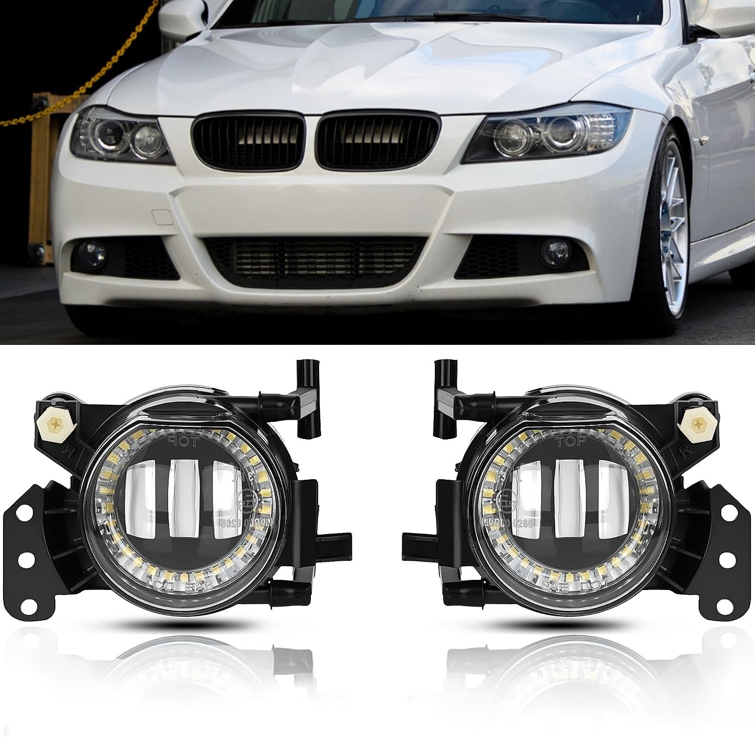 LED Nebelscheinwerfer Fur BMW 5 Series (E60/E61) 03-07 3 Series SDN/WGN E90/E91 04-12 M-package 3 Series CPE/CONV E46 03-07 6 Series E63/E64 03-10 BMW X3 E83 03-06 Ein Paar Klar Linse