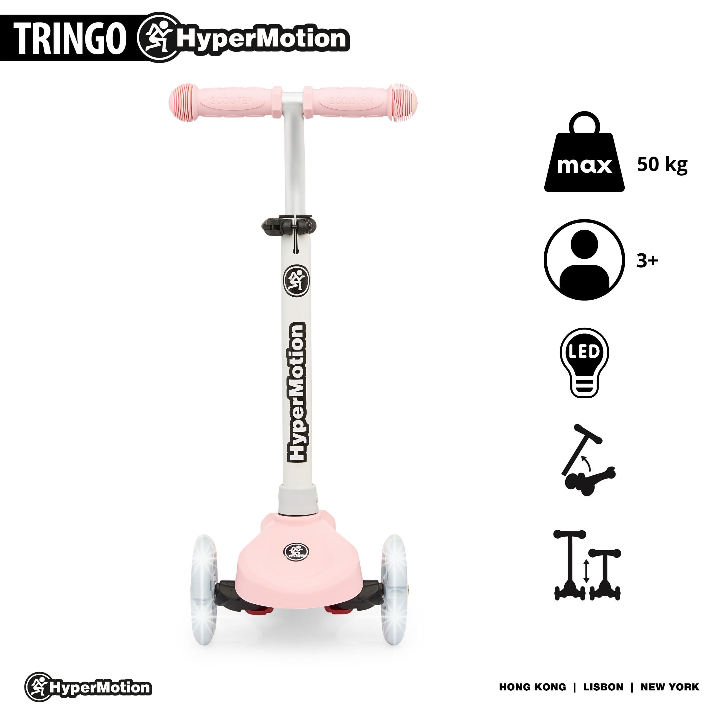 HyperMotion Triciclo per bambini 3-8 anni, monopattino bilanciere TRINGO, pedana antiscivolo, monopattino regolabile per bambina, ragazzo 3+, carico massimo 50 kg