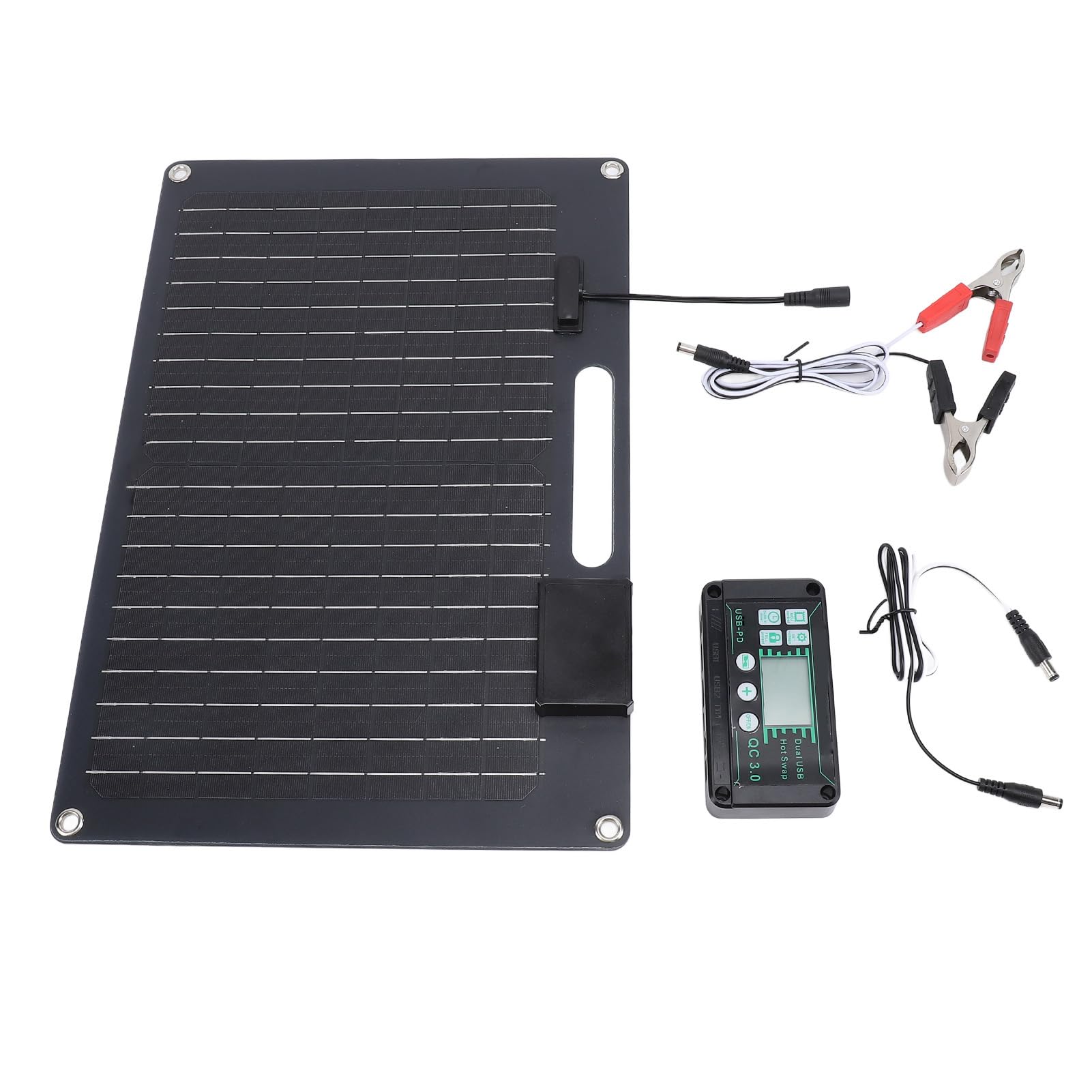 Kit caricatore pannello solare 100W con doppia uscita USB per dispositivi mobili, ideale per e barca, nero monocristallino