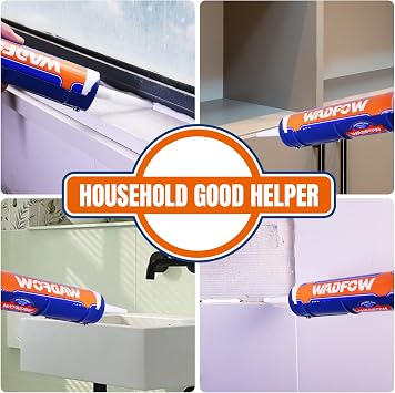 WADFOW 9 Caulk Gun, No Drip Silicone & Sealant Finishing Tool for Kitchen & Bathroom Sink Joints, with Rotating Cradle & Smooth Round Rod for 10oz Tubes