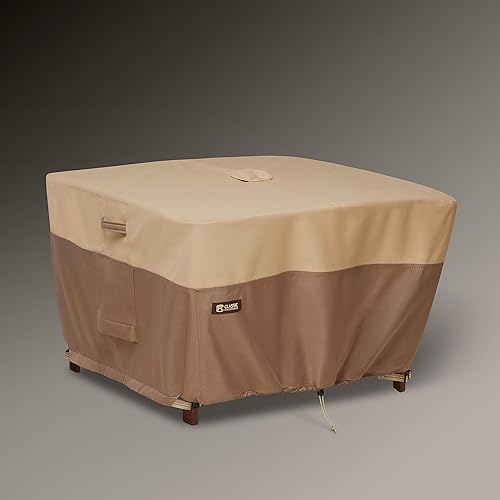 Classic Accessories Veranda's Best - Funda cuadrada impermeable para mesa de patio con agujero para paraguas, 40 x 40 x 24 pulgadas, cubierta de disponible en Yaxa Colombia