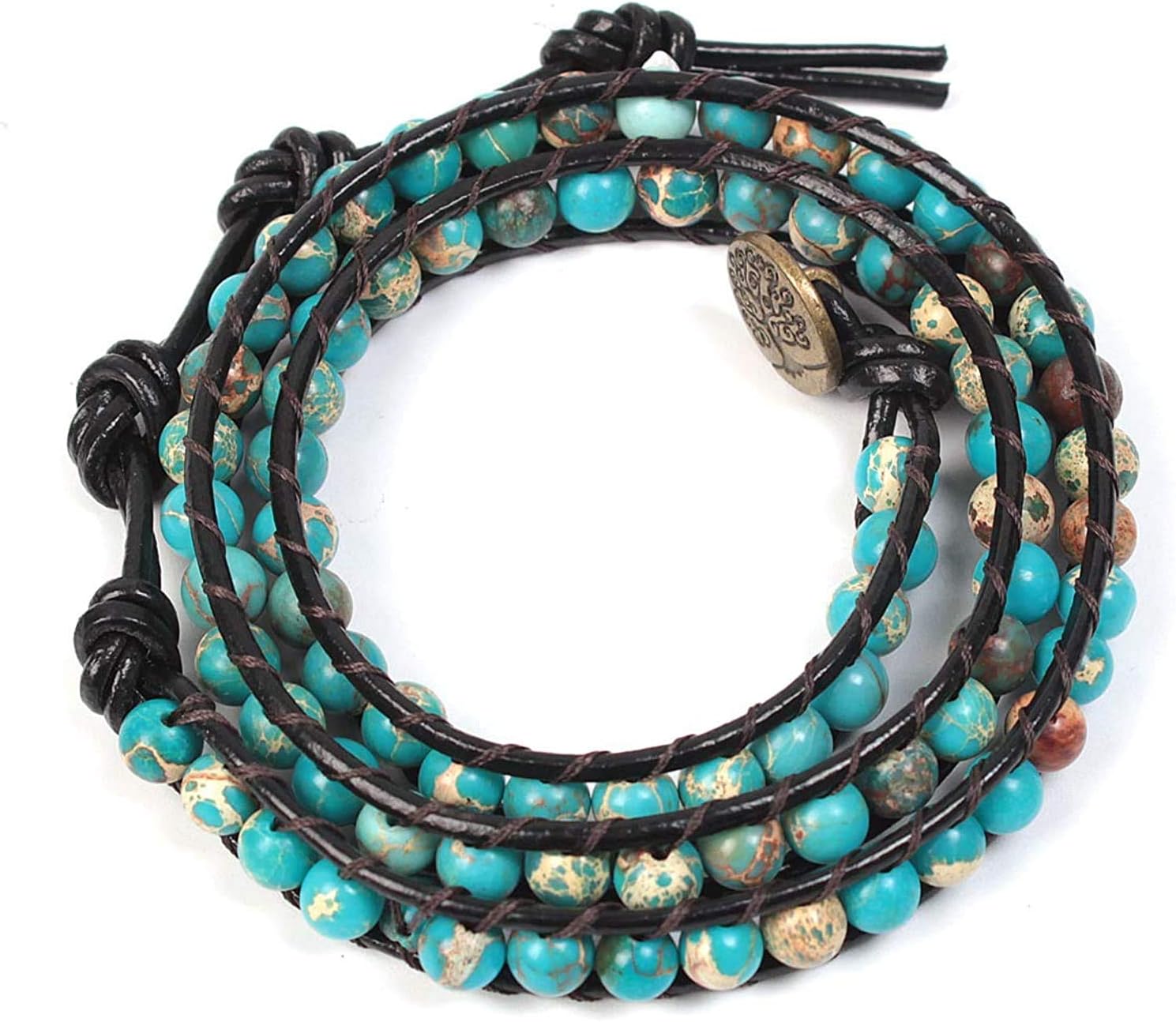 ZOSOJONA Boho Wrap Bead Bracelet for Women - Handmade Adjustable Natural Stone Beaded Bracelets Rope Yoga Healing Bracelet Bangle Hippie Jewelry - Image 3