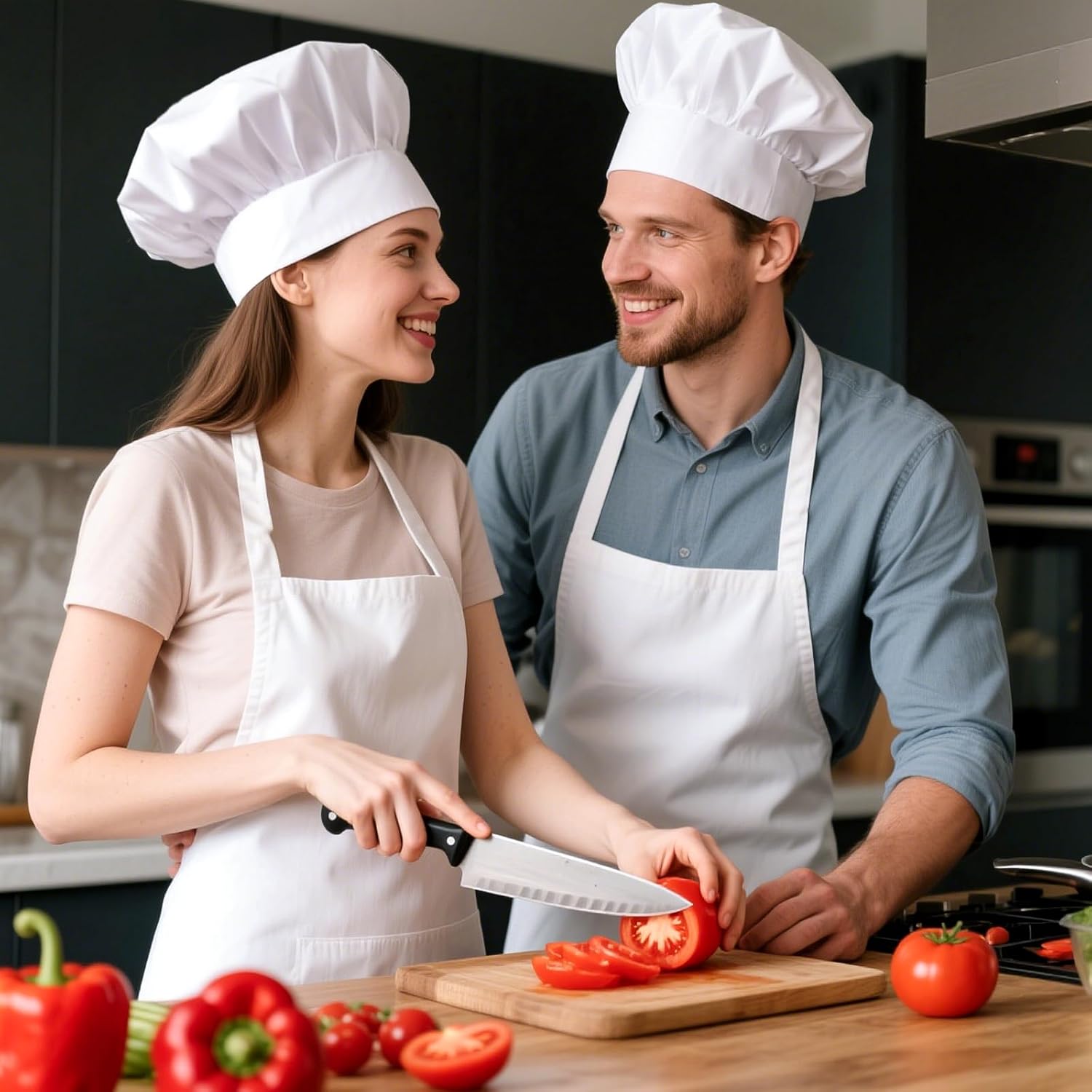 12 Pieces Adult Adjustable Elastic Baker Hat, Chef Hats, Kitchen Cooking Chef Caps for Men Women, White