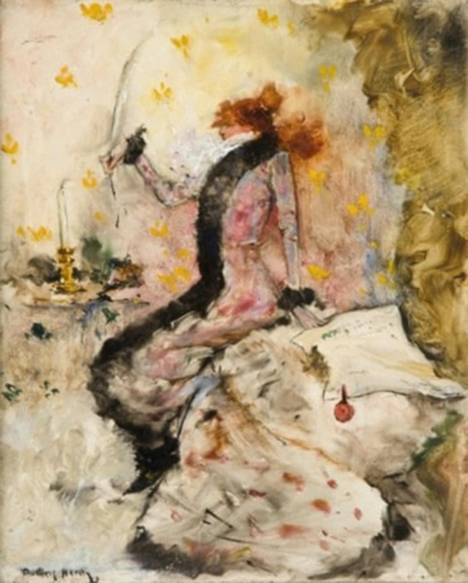 ARTXLXXBN Famous Painting Art Wall Decor Abstract Art Picture Sarah Bernhardt la plume à la main Dudley Hardy Animal Pictures for Home Decor 60x90cm