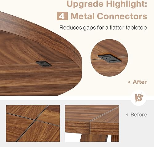 Miniatura 3 de Tribesigns - Mesa de comedor redonda de madera para comedor, 47 pulgadas, para 4 personas, rústica, con tablero de madera y base cruzada, color