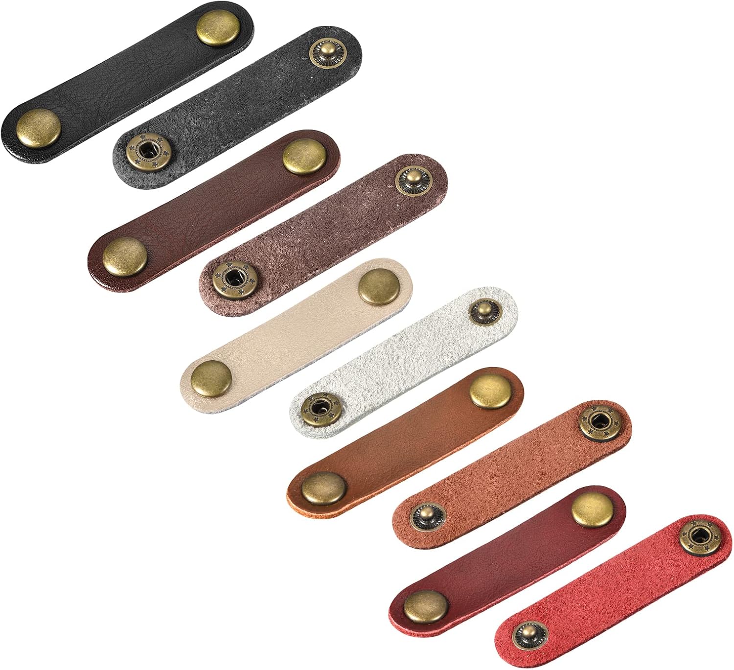 MECCANIXITY Pack of 20 Leather Cable Straps Cord Organizer Cable Ties Portable Cable Management for USB Cable, Headphone Wire, 5 Colors