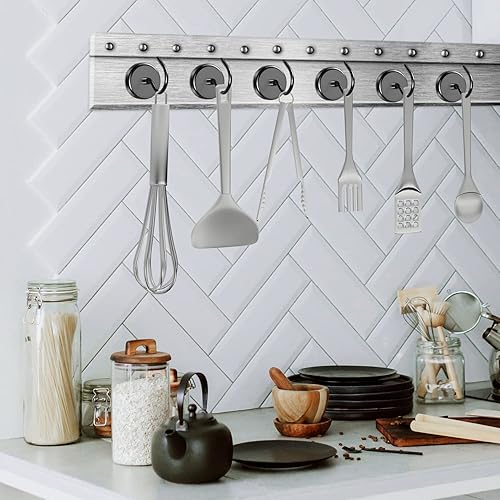 Miniatura 6 de Grtard Paquete de 8 ganchos magnéticos grandes negros de 110 libras para colgar, gancho magnético de neodimio resistente para crucero, hogar,