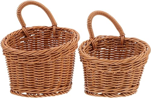 Ciieeo Cesta de almacenamiento para colgar en la pared, cesta de flores de hierba marina natural, maceta de ratán para colgar en la pared, cesta de