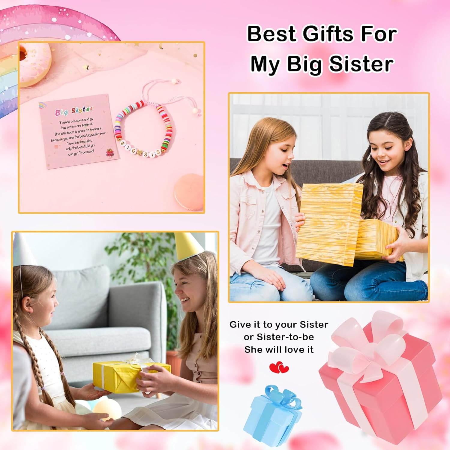 Artlunar Big Sister Bracelet, Colorful Little Girls' Sister Jewelry, Letter Beads Bracelet, Sister Jewelry Gifts for Daughter Granddaughter Niece Big Sister Girls - Image 6