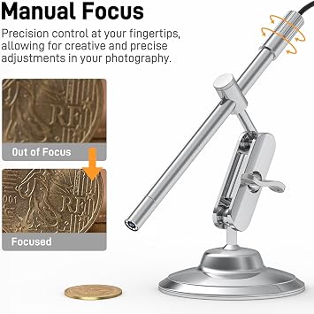 Teslong USB-C Digital Microscope, 10X to 200X Magnification Portable Camera with 8 LED Lights, Handheld Rotating Metal Stand for Coin, Electronic, Compatible with iPhone 15+ and Android Devices