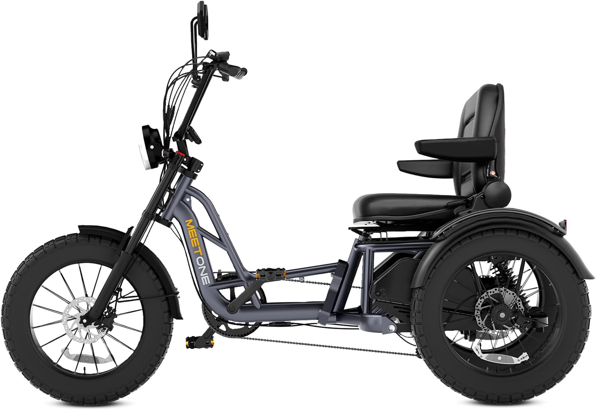 Tour Lite 1200W Rear Drive Electric Tricycle for Adults, 48V 20AH Fat Tire Electric Trike, 25MPH 110Miles, Full Suspension Etrike, Torque Sensor, Reverse & Parking, 550lbs Load (with Upgraded Parts)